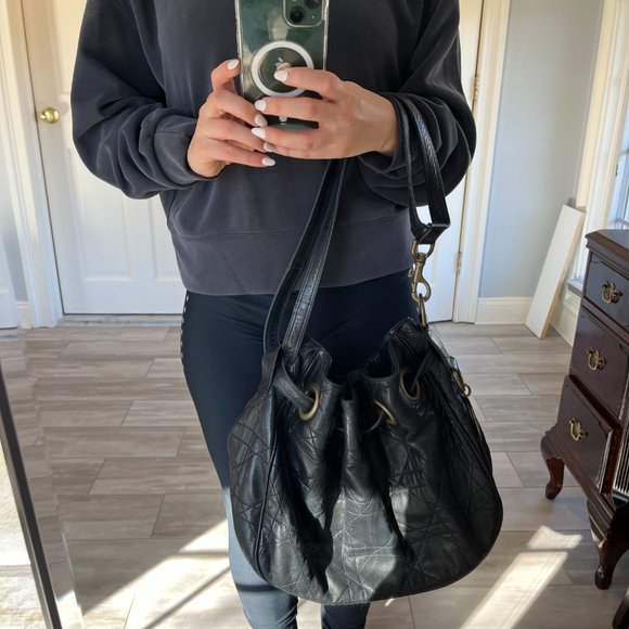 CHRISTIAN DIOR Vintage Large Cannage Drawstring Bag - Picture 7 of 9